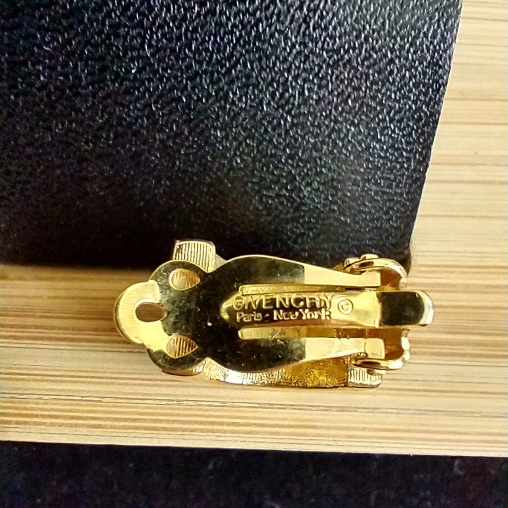 Vintage Givenchy Paris New York Gold Tone Pavé Crystal Clip On Earrings 1980s - Picture 4 of 5